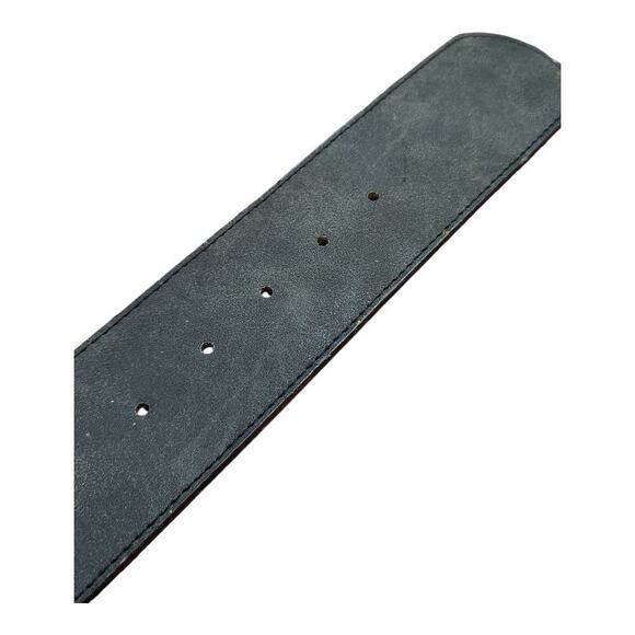 Leather belt fringe with silver color accents sz large Wide western boho black - Picture 12 of 16